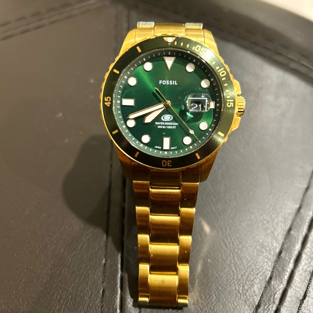 Fossil Gold Tone Watch with Stainless Steel Band